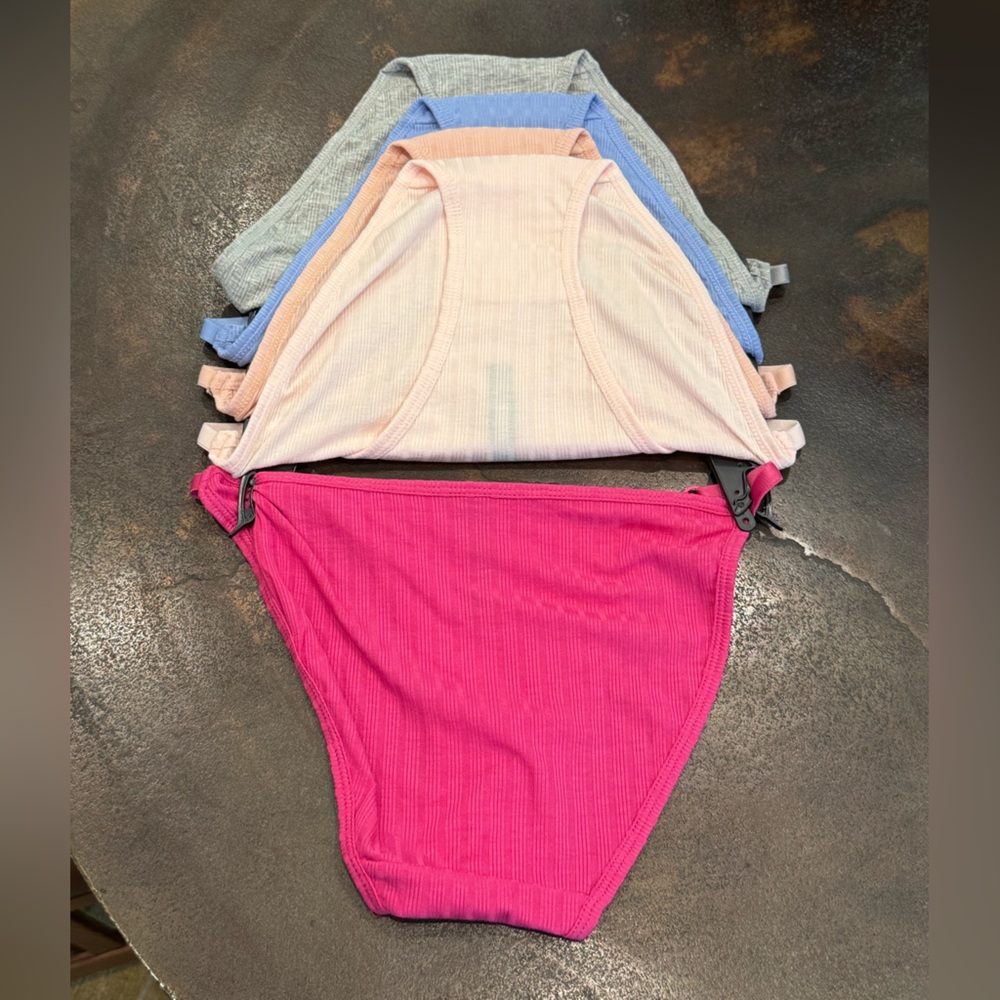 Steve Madden NWT Size S 5Pk Pinks, Blue, Gray, & Cream Ribbed Panties (I032) - Picture 8 of 10